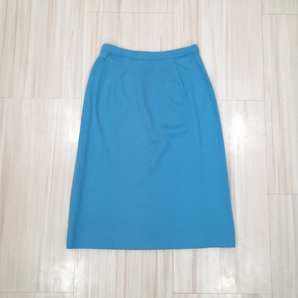 Vtg 70s blue knit midi skirt - Jantzen brand - Picture 2 of 9